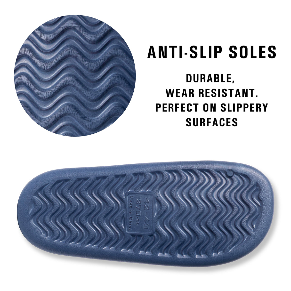 Mens Anti-Slip Adult Sliders (Navy)