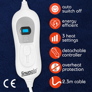 Luxurious Navy Grey Fleece Heated Electric Throw