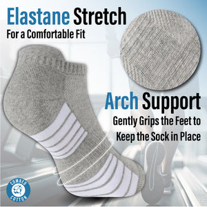 Mens 12 Pack Half Terry Trainer Socks (White/Grey Striped)