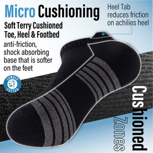 Mens 6pk Striped Half Terry Black Trainer Socks