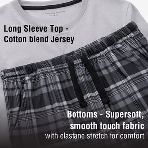 Boys 2pk Grey Check Fleece Pyjamas 