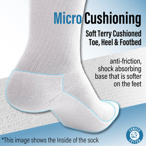 Mens 12 Pack Half Terry Sports Socks (White/Grey Striped)