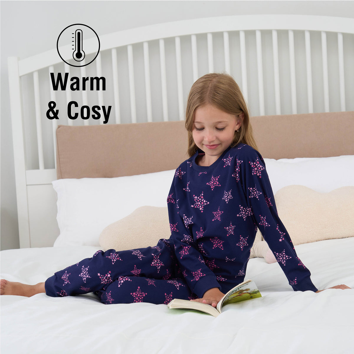 Girls Navy Pyjama Set 