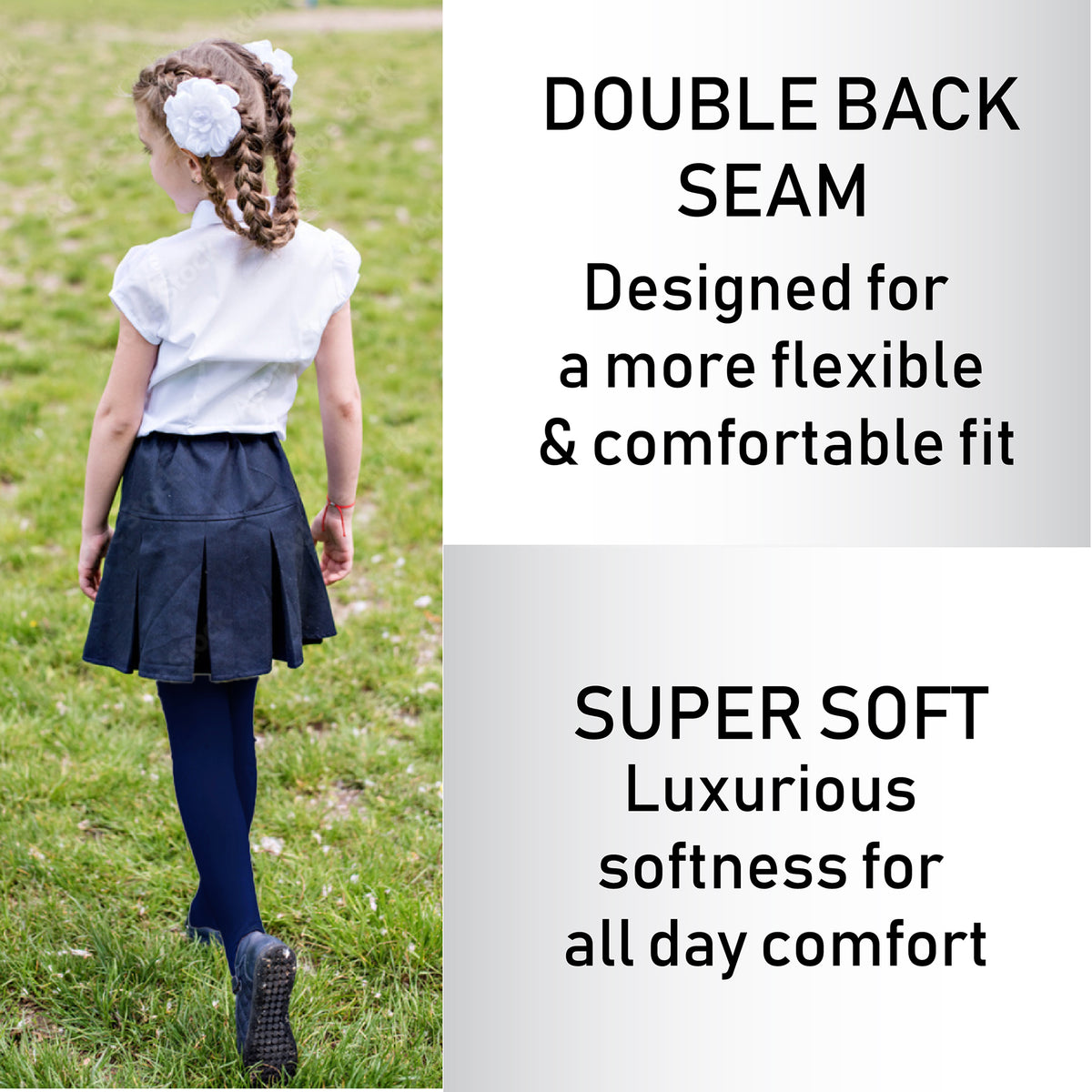 Girls 4 Pack Solid Tights (Navy)