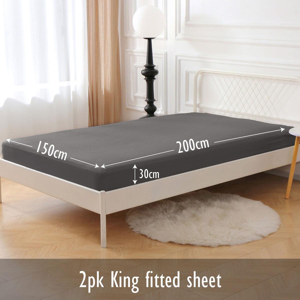 Grey 2pk Fitted Sheet - Microfibre