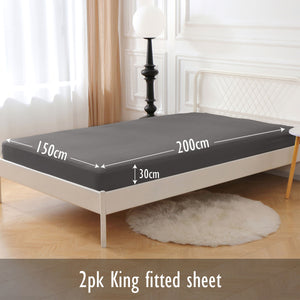 Grey 2pk Fitted Sheet - Microfibre