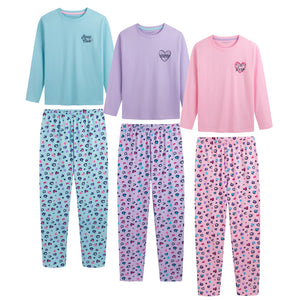 Girls 3PK Heart LS Long Pyjamas Older