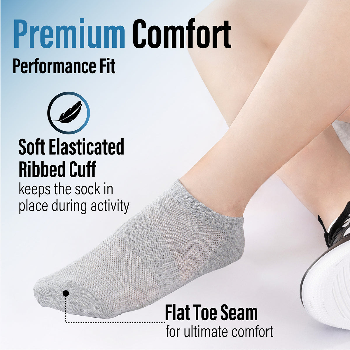 Womens Assorted 6 Pack Half Terry Trainer Socks 