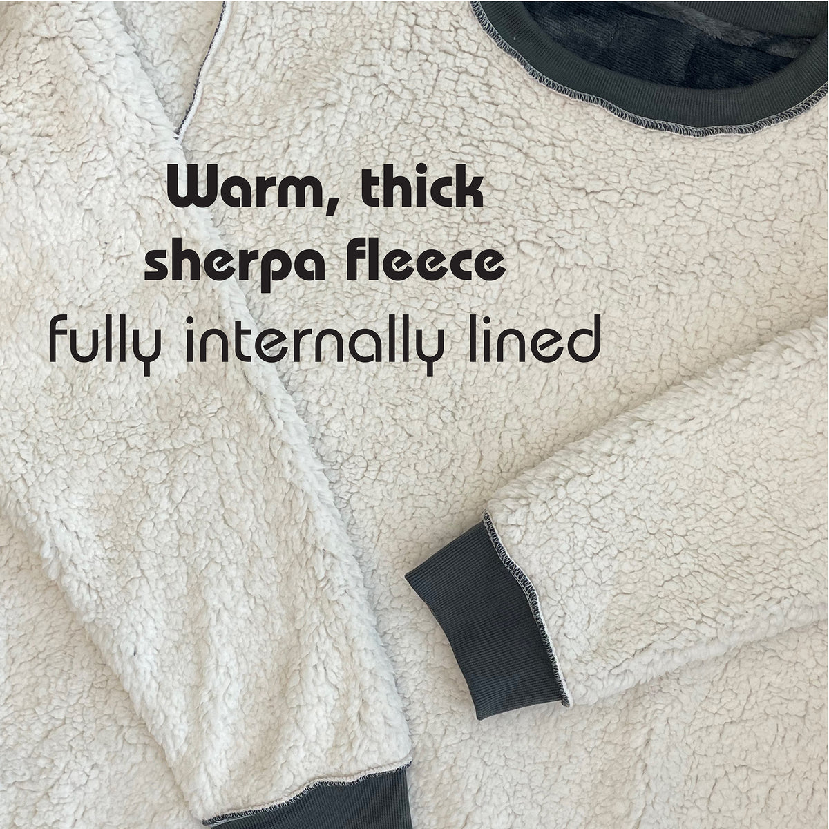 Mens LS Pyjamas Set Sherpa Lined Charcoal