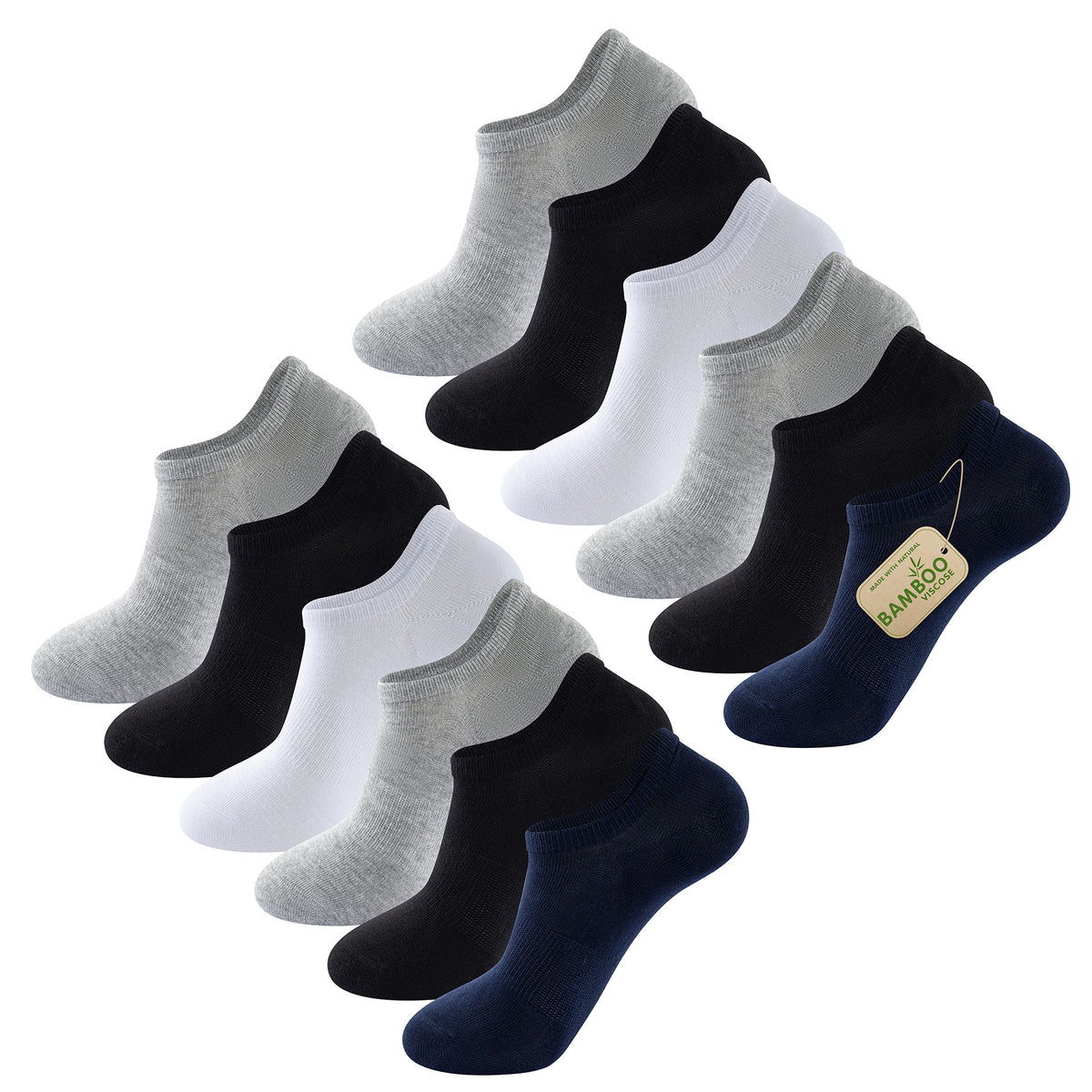 Womens 12 Pack Bamboo Trainer Socks (Assorted)