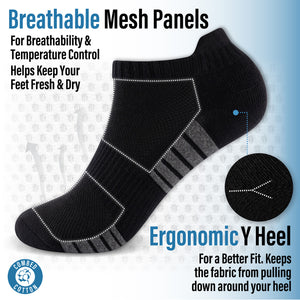 Mens 12 Pack Half Terry Trainer Socks (Black Striped)