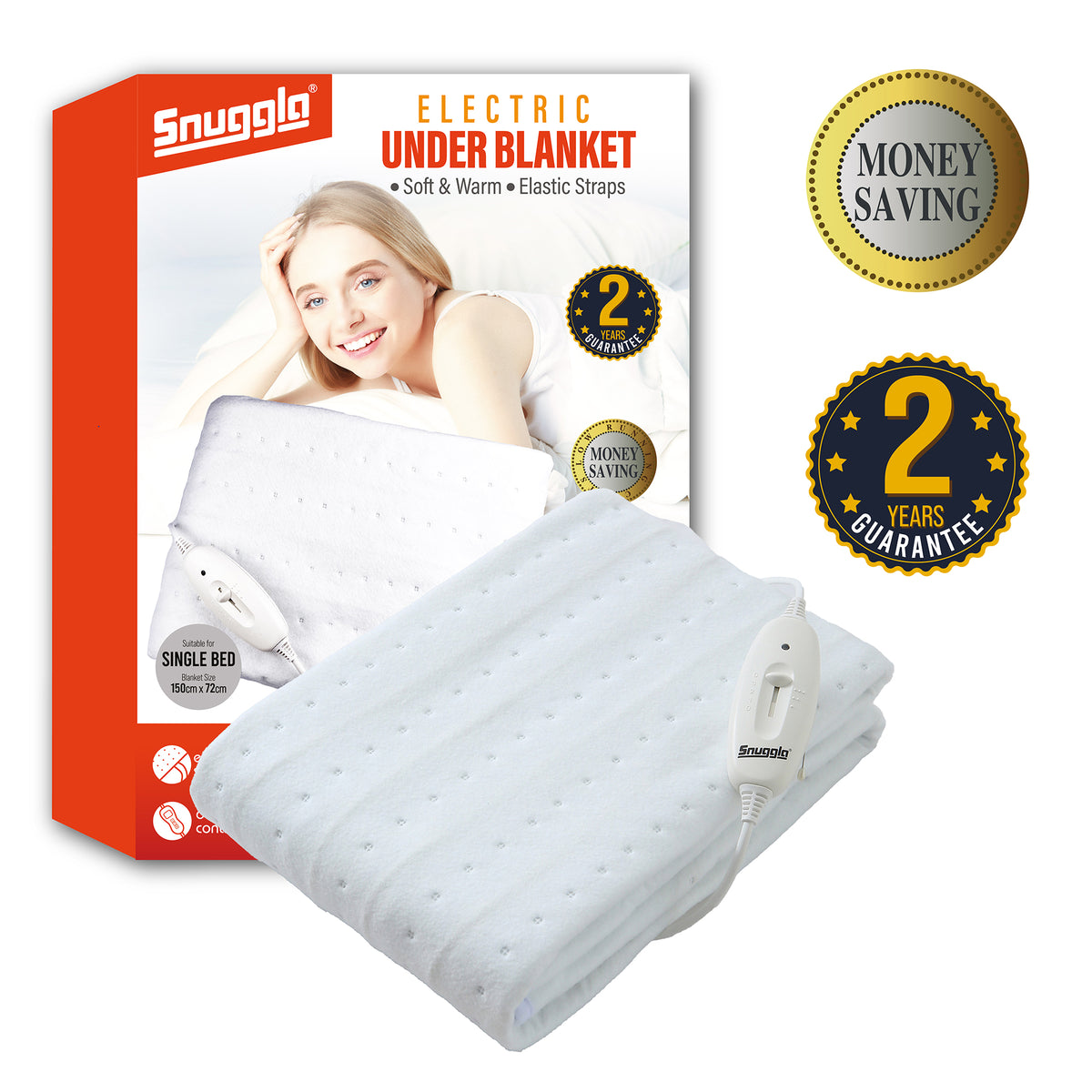 Single Size Heated Electric Under Blanket with 3 Heat Settings