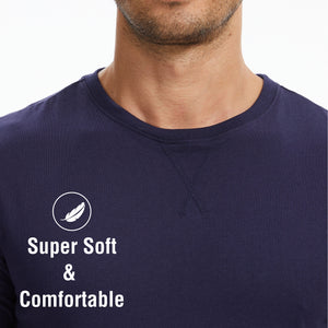 Mens Navy Checked Short Sleeve Long Pyjama Set 