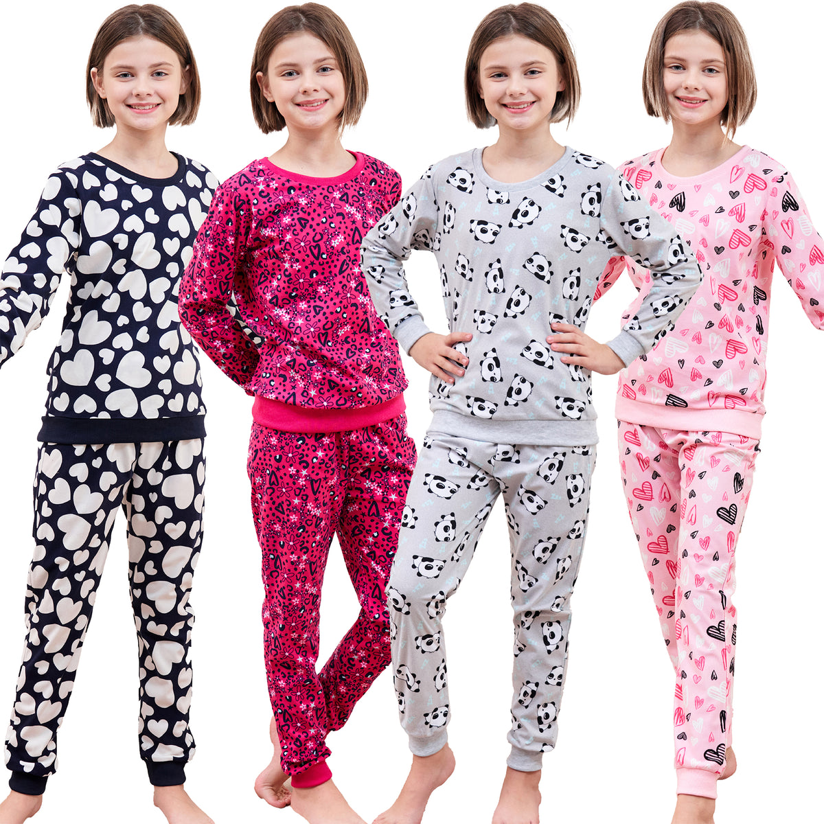 Girls LS Pyjamas Set - Fake Cotton star