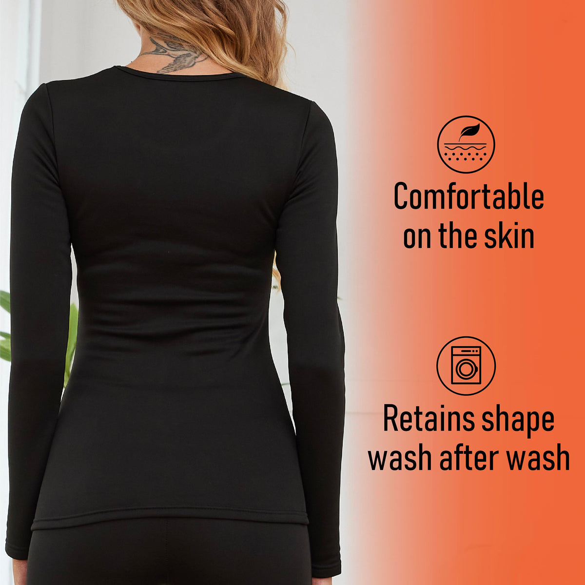 Womens 1 Pack Thermal Top (Black)