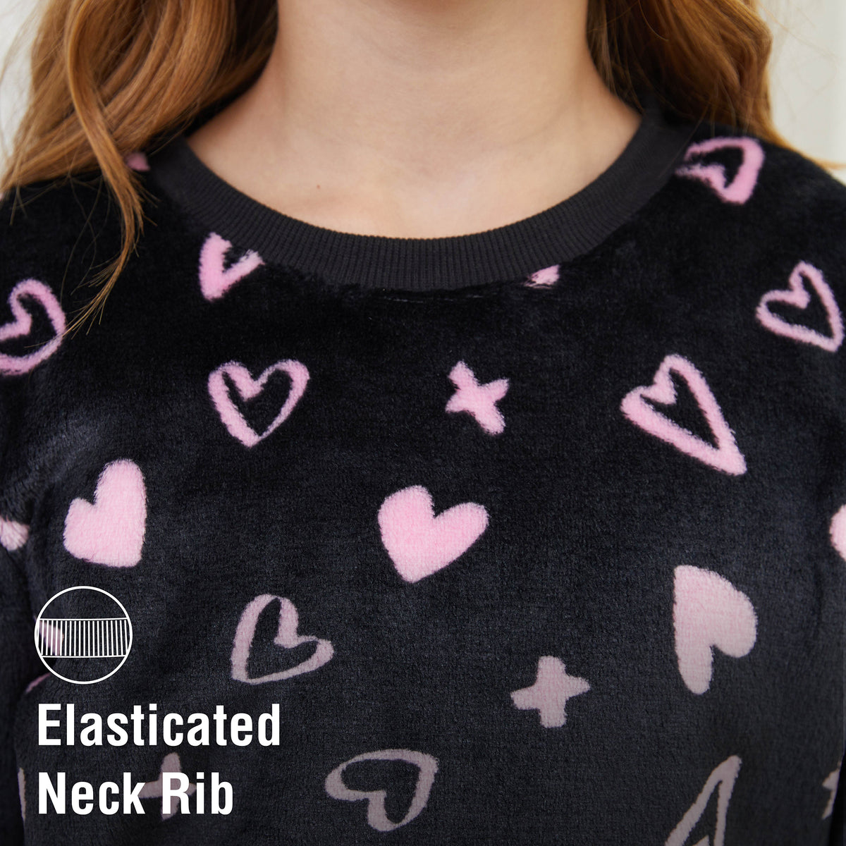 Girls Pink Hearts Pyjama Set 