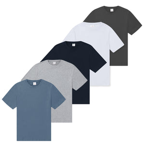 Mens 5 Pack T- Shirt Blue Mix 