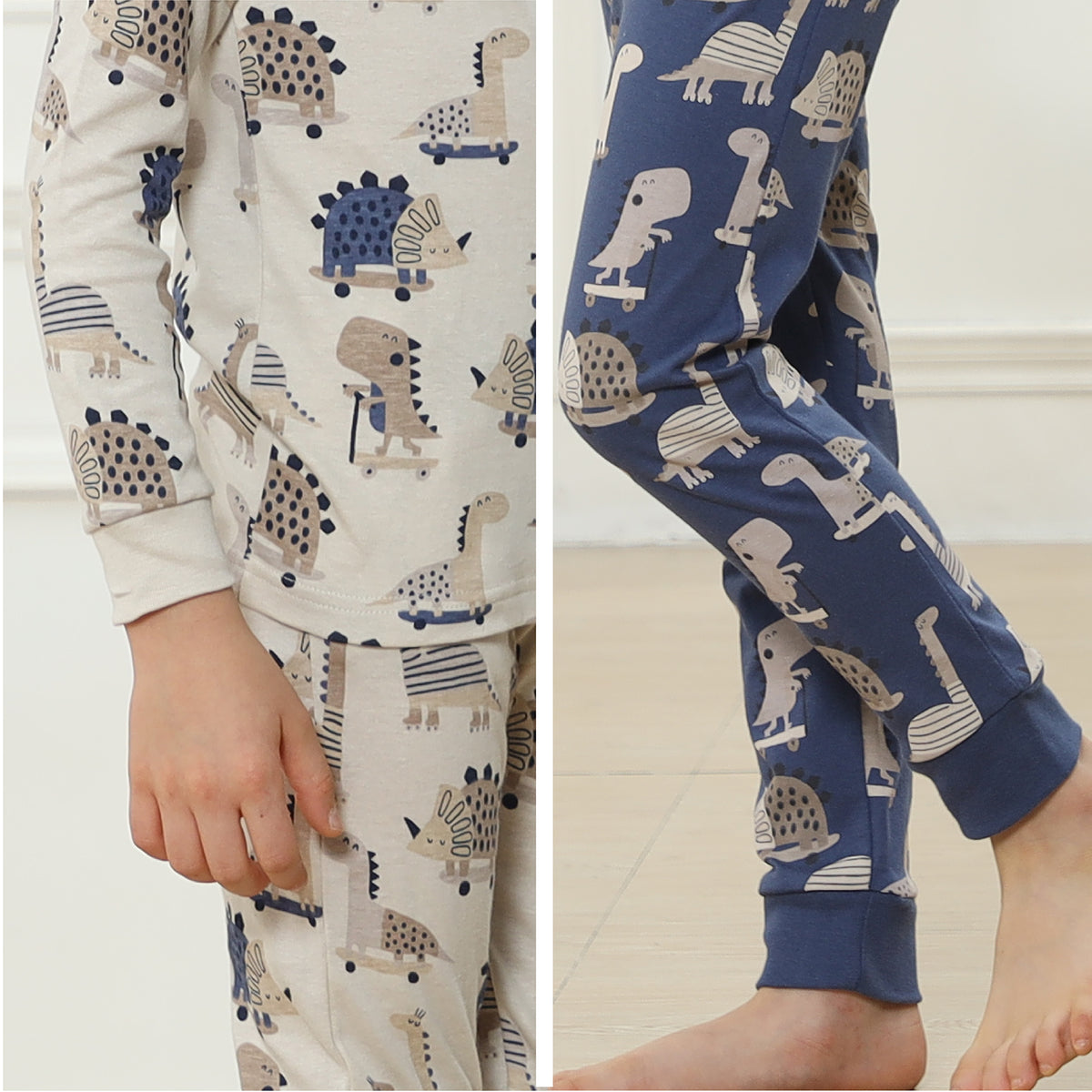 2PK Boys Long Sleeve Mono Dinos Pyjamas 