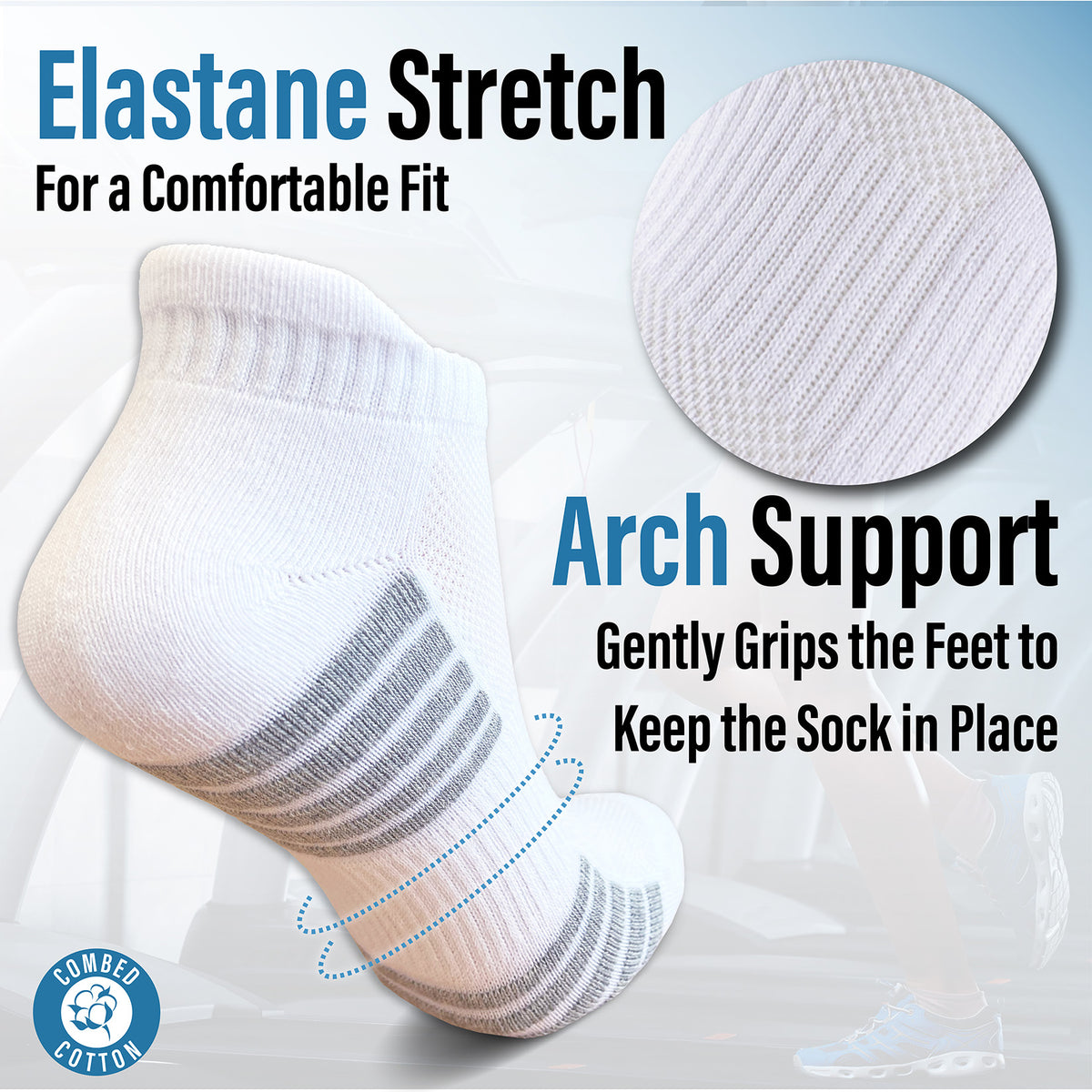Womens 12 Pack Half Terry Trainer Socks (White Striped)