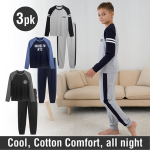 3PK Boys New York LS Long Pyjamas