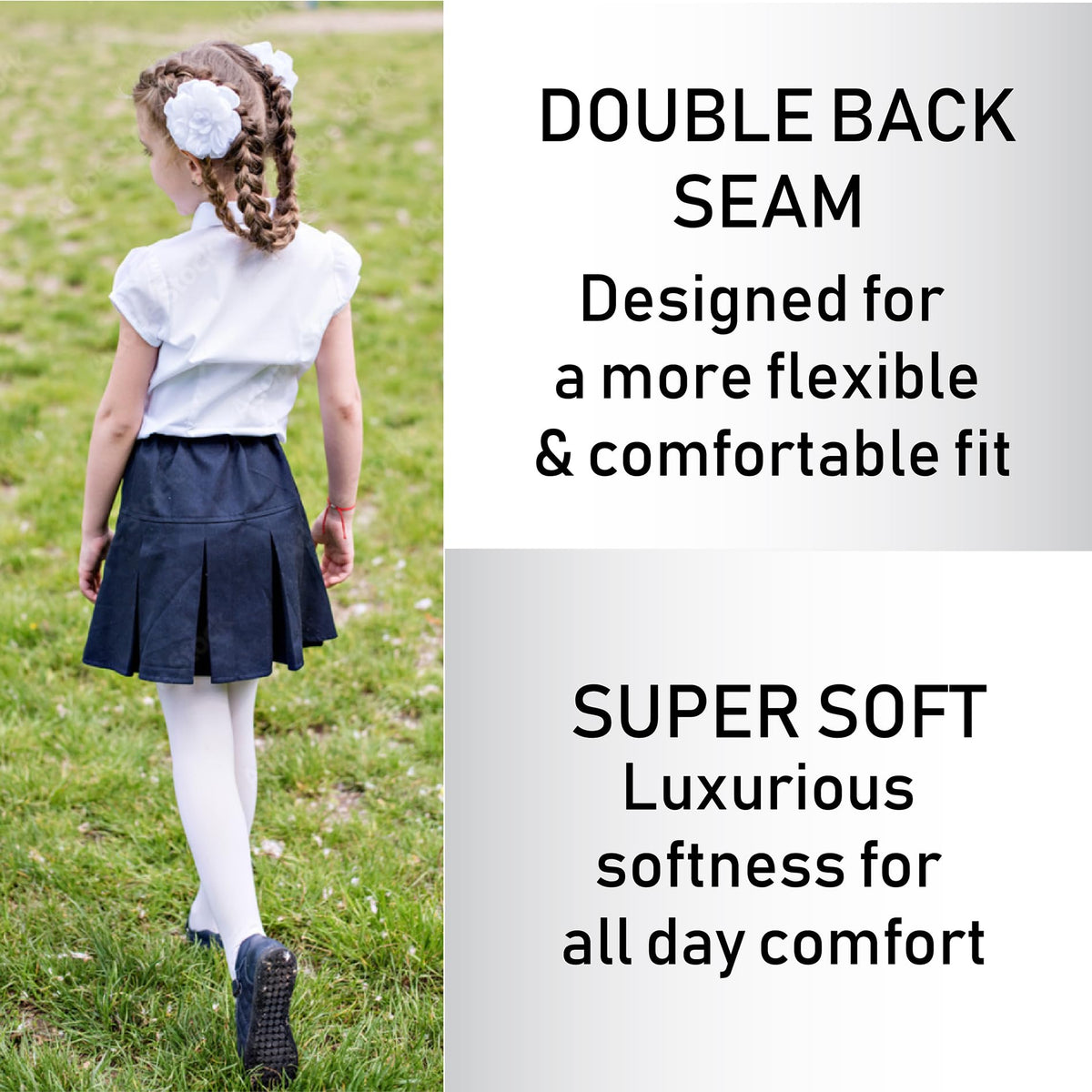 Girls 4 Pack Solid Tights (White)