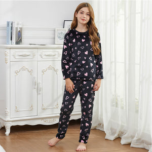 Girls Pink Hearts Pyjama Set 