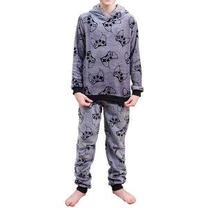 Boys Black Game controller Flannel Fleece Pyjama Set