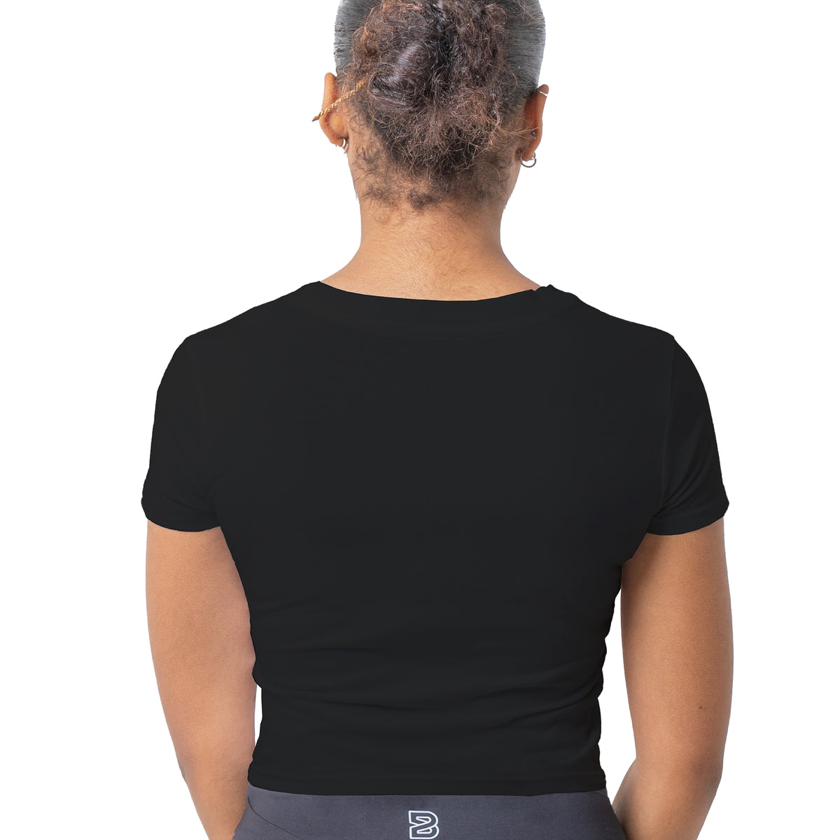 Ladies Black Crop Length T-Shirt 
