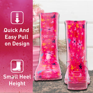 Girls Pink Welly Boots