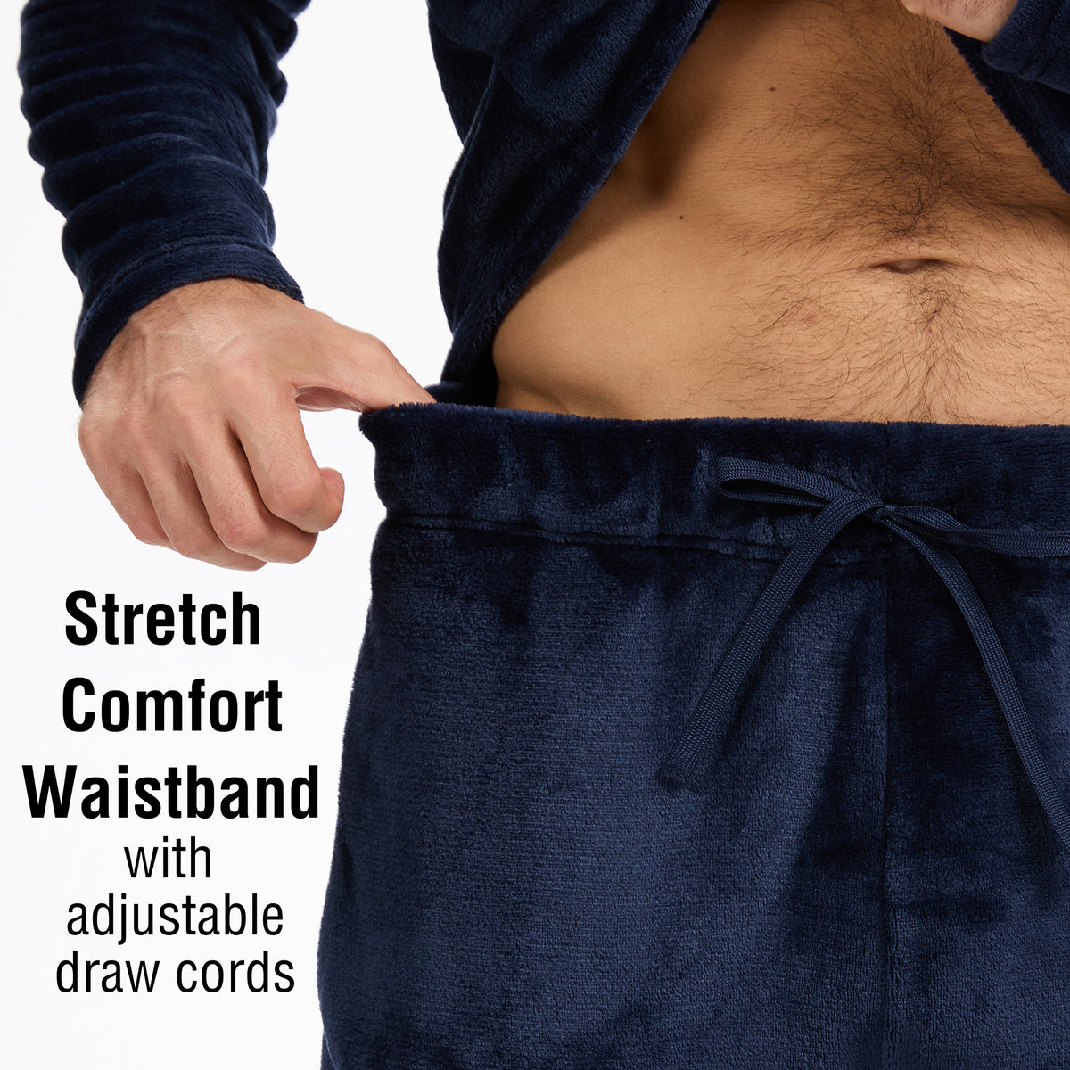 Mens Flannel Fleece Navy Pyjama Set 