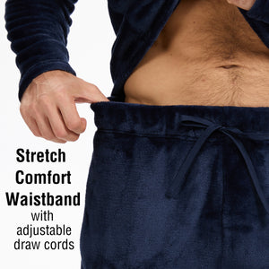 Mens Flannel Fleece Navy Pyjama Set 