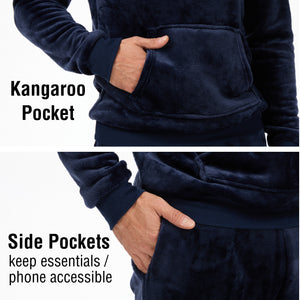 Mens Flannel & Sherpa Lined grey LS Pyjamas Set