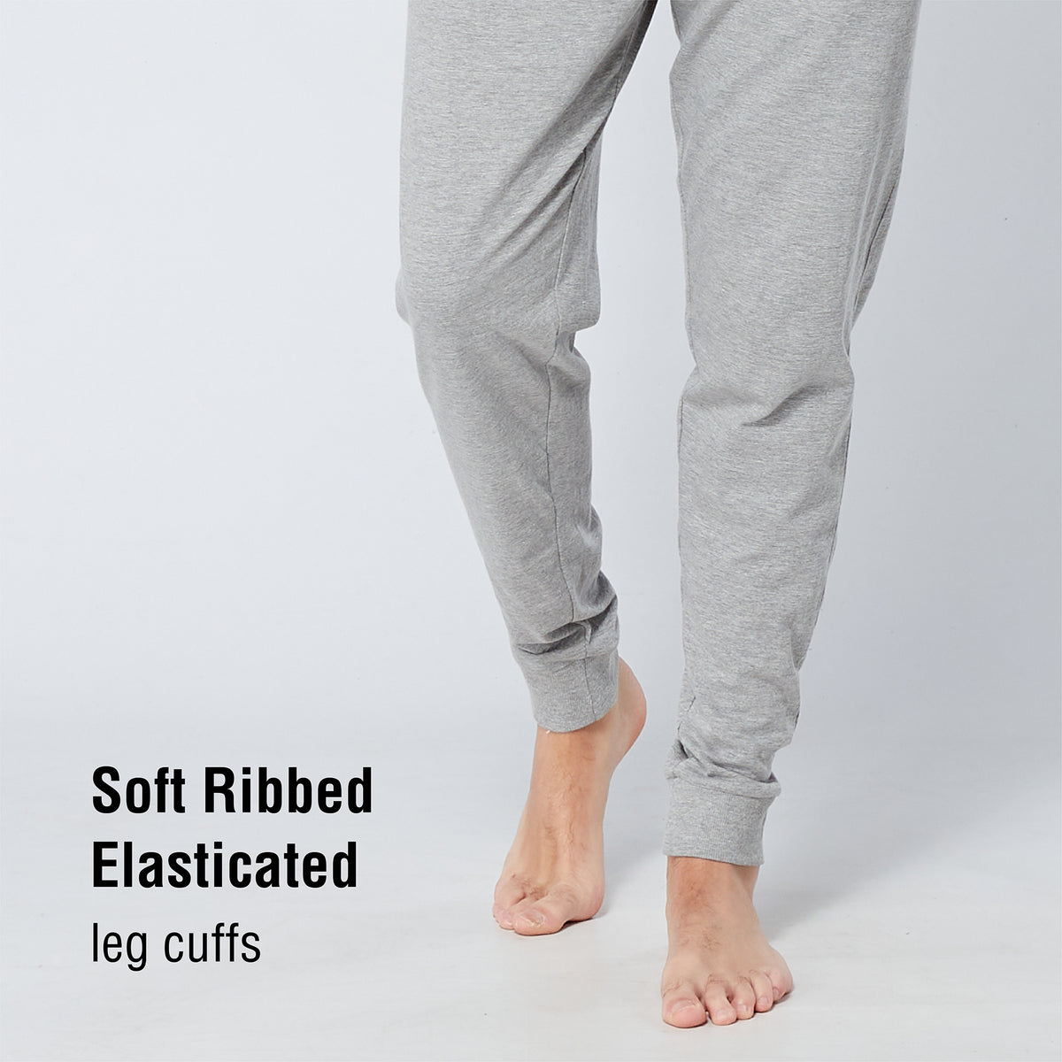 Black Slub / Grey Marl Long Cuffed Pyjama Set