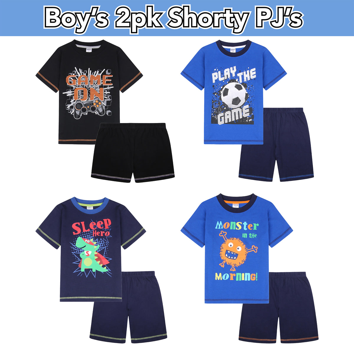 3PK Boys Shorty Pyjamas Techno