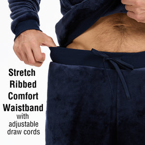 Mens Flannel & Sherpa Lined Black/Red LS Pyjamas Set 