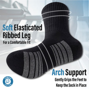 Mens 12 Pack Half Terry Sports Socks (Black Striped)