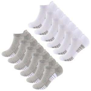 Mens 12 Pack Half Terry Trainer Socks (White/Grey Striped)