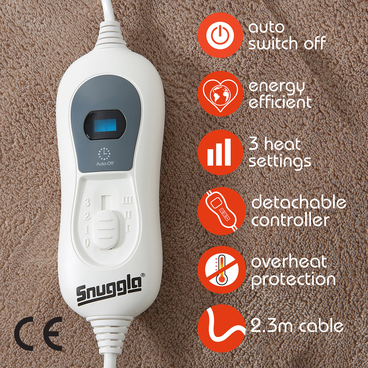 Luxurious Choloate Brown Fleece Heated Electric Throw