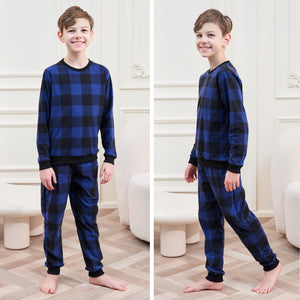 Boys LS Pyjamas Set Check - Cobalt Blue