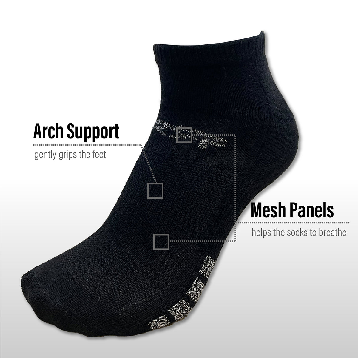 Mens 6 Pack Low Cut Sports Socks Black