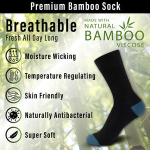 Black - Contast H&T 10 Pack Mens Bamboo Blend Socks