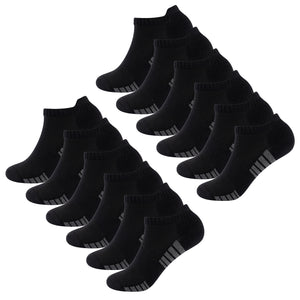 Mens 12 Pack Half Terry Trainer Socks (Black Striped)