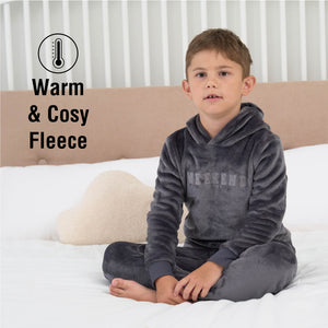 Boys Light Grey Flannel Fleece Pyjama Set