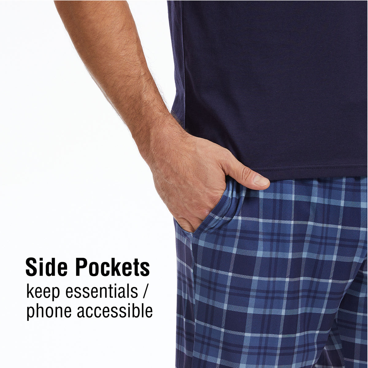 Mens Navy Check Shorty Pyjamas 