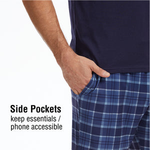 Mens Navy Check Shorty Pyjamas 