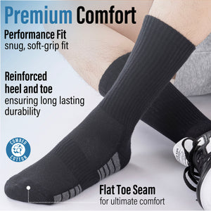 Mens 6 Pack Half Terry Sports Socks (Black Striped)