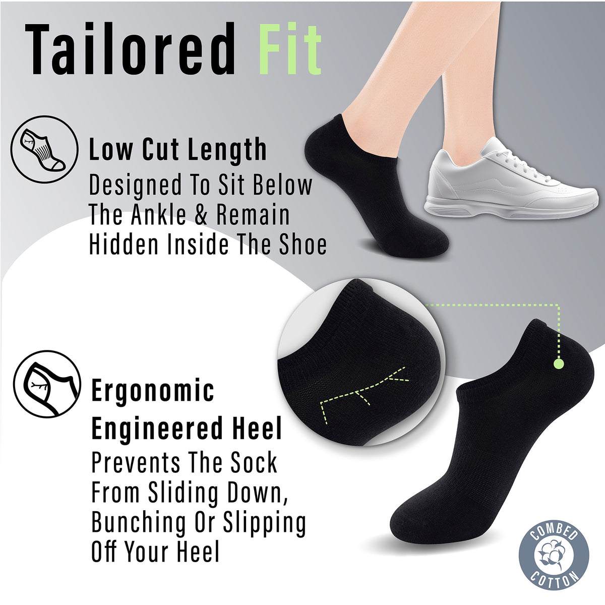 Womens 12 Pack Low Cut Trainer Socks (Black)