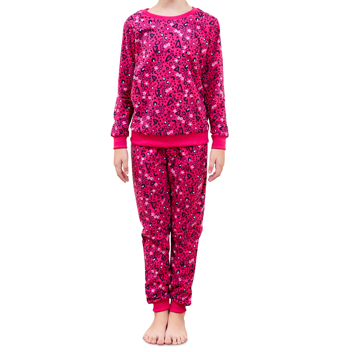 Girls LS Pyjamas Set - Fake Cotton star