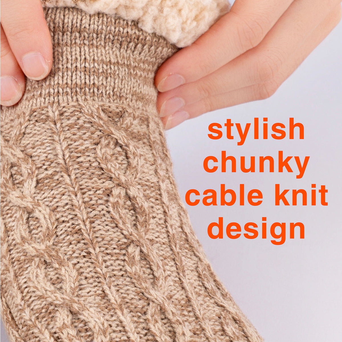 1PK Womens Sherpa Lined Slipper Socks Beige