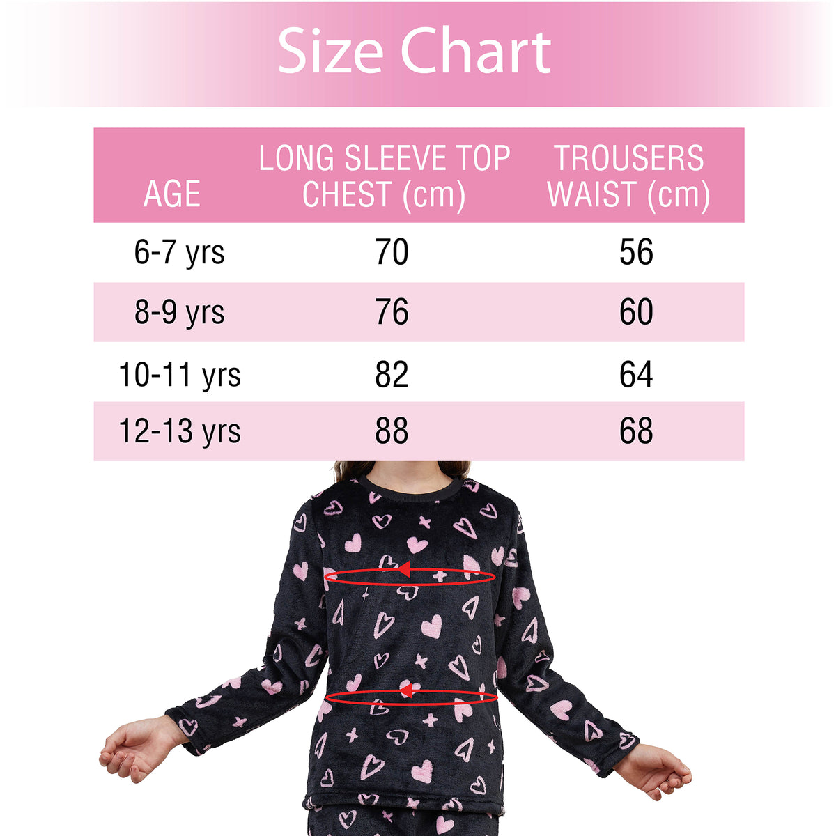 Girls Pink Hearts Pyjama Set 